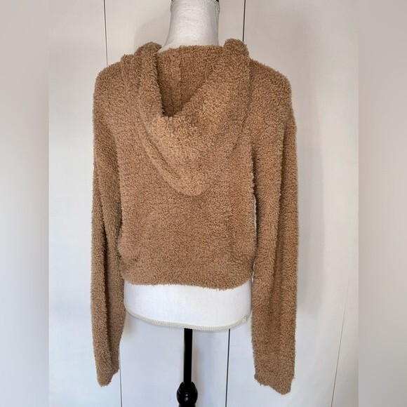 Young Fabulous & Broke Brown Fuzzy Full Zip Hoodie Sweatshirt Small Crop Teddy - Picture 4 of 9